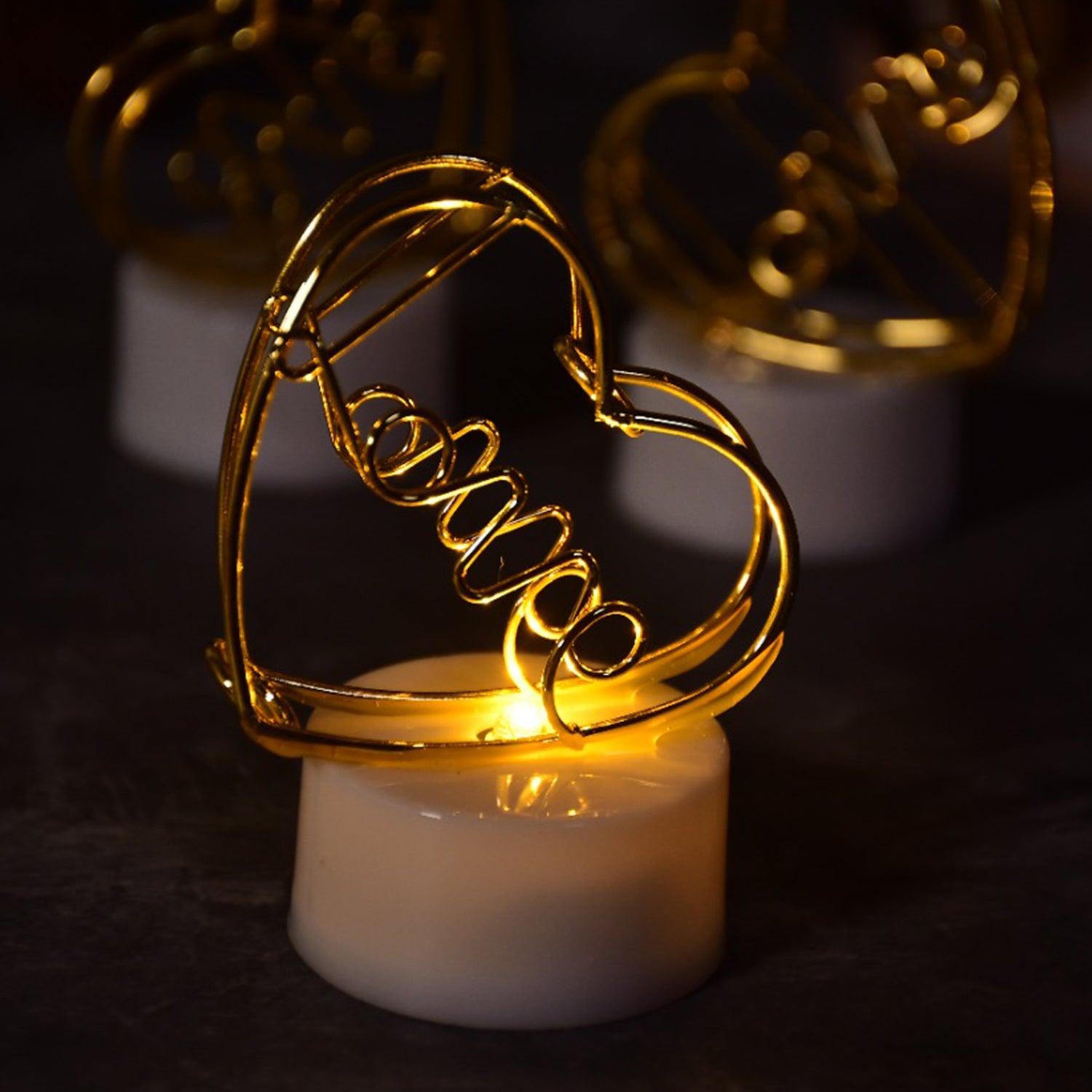 6554 Multicolor Flameless Heart Design Candles For Decoration (Set Of 12pc)