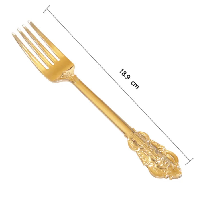 Gold Plastic Silverware Heavy Duty Elegant Disposable Utensils Gold Plastic Cutlery Set Forks Spoons for Dinner Parties Weddings
