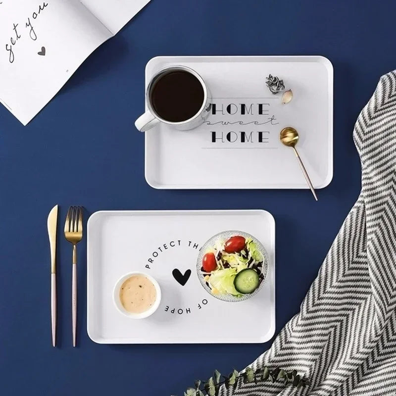 1 Pcs Practical Plastic Dessert Serving Tray Tea Breakfast Bread Tray Snack Plate Storage Plates Square Accessory Cosmetics Dish