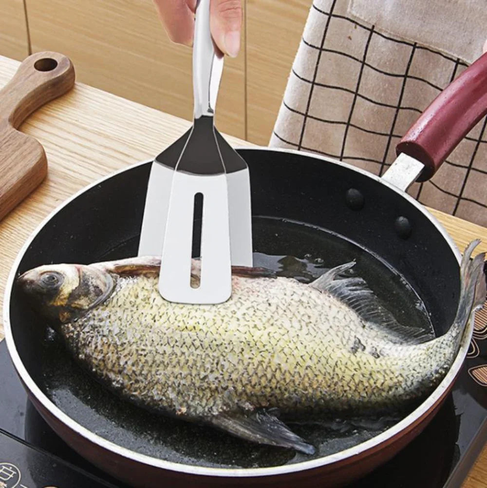 Stainless Steel Frying Shovel Clip Multifunctional Steak BBQ Tongs Frying Fish Spatula Clip Bread Clip Household Kitchen Tool