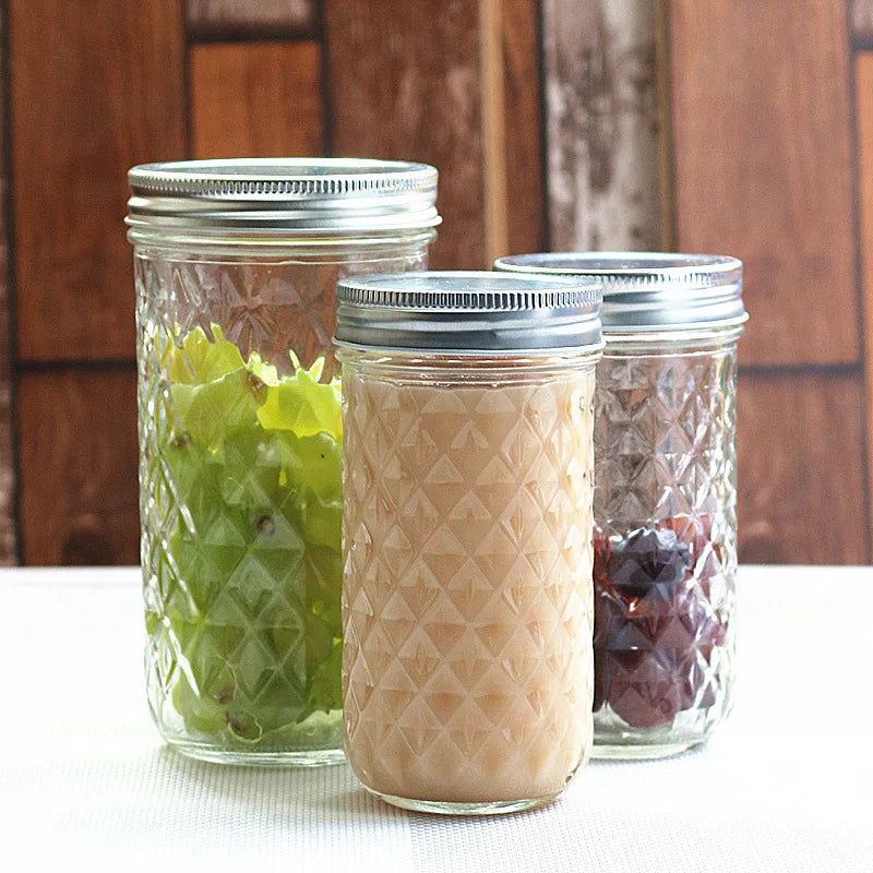Mason Jar with Lid Glass Bottle High Temperature Resistant Easy to Clean Honey Food Sealed Glass Canning Food Storage Containers