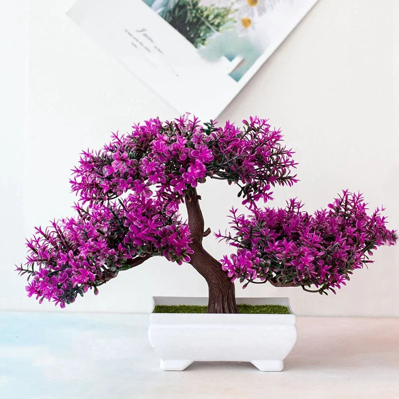 Artificial Plants Bonsai Small Tree Pot Fake Plant Flowers Potted Bonsail For Home Room Table Balcony Garden Arrangement Decor