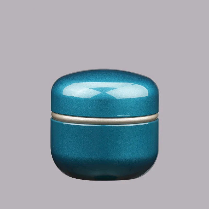 50g Electroplated Tinplate Tea Storage Tin - Airtight Metal Canister for Coffee/Candy/Spices,Refillable Empty Container with Lid
