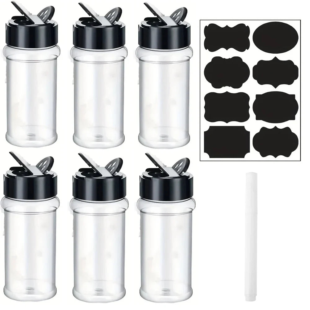 100ml plastic spice jar with shaker lid Label and pens seasoning container 3.5oz spice container with black lid seasoning jar fo