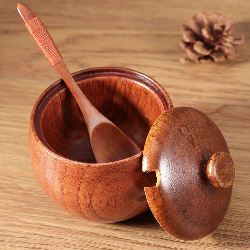 2Pcs Wooden Spice Containers Premium Kitchen Gadgets Set for Condiment Storage Nordic Minimalist Design Seasoning Box