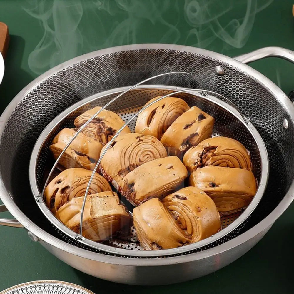 Stainless Steel Pressure Cooker Steamer Basket with Handle Food Steamer Basket Steaming Grid Drain Drainer Cooking Utensils