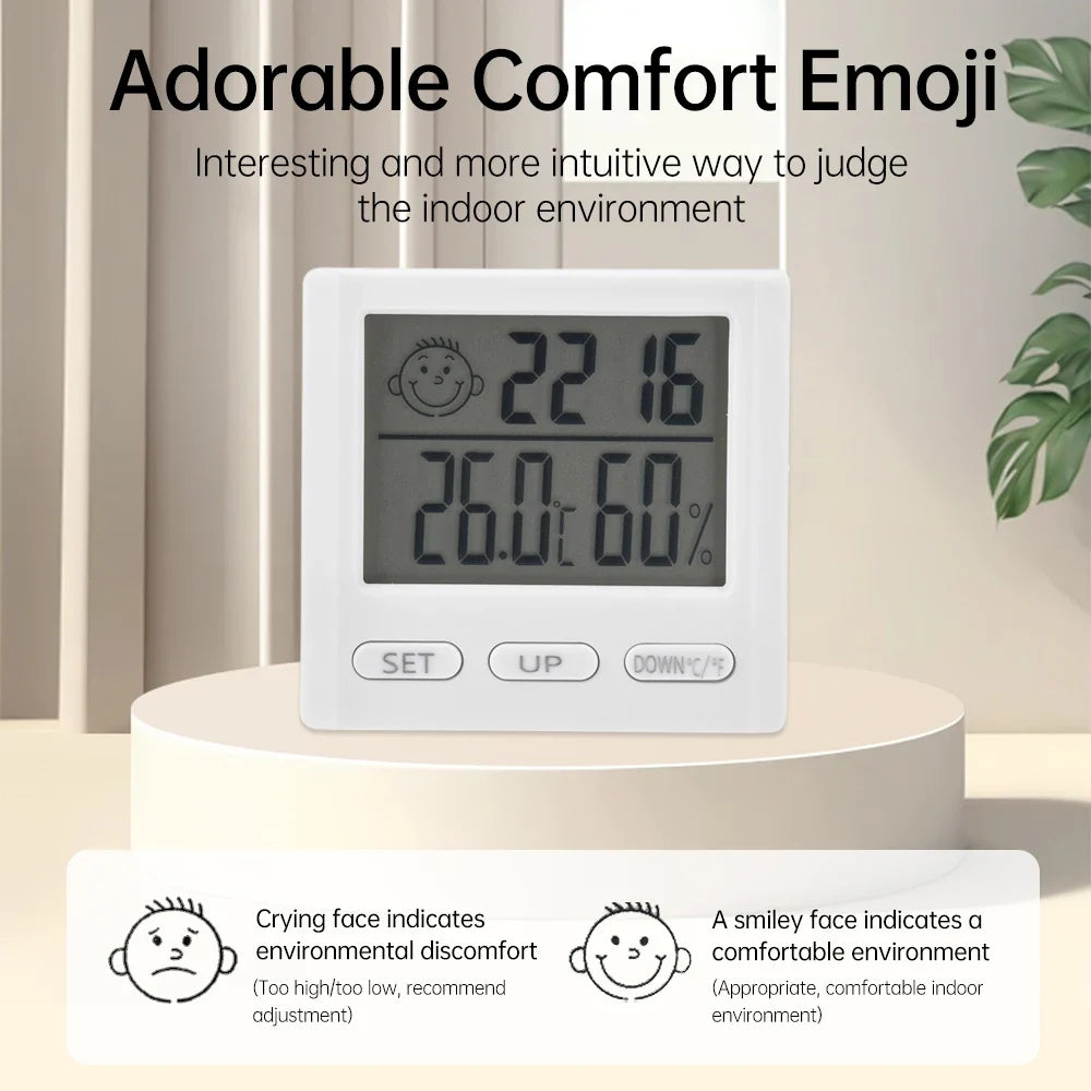 LCD Digital Clock Thermometer Hygrometer Sensor Gauge Weather Station Digital Home Indoor Temperature Humidity Meter Desk Clock