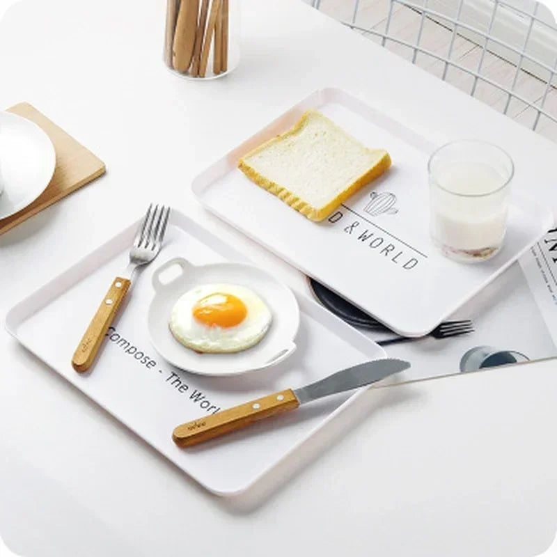 1 Pcs Practical Plastic Dessert Serving Tray Tea Breakfast Bread Tray Snack Plate Storage Plates Square Accessory Cosmetics Dish