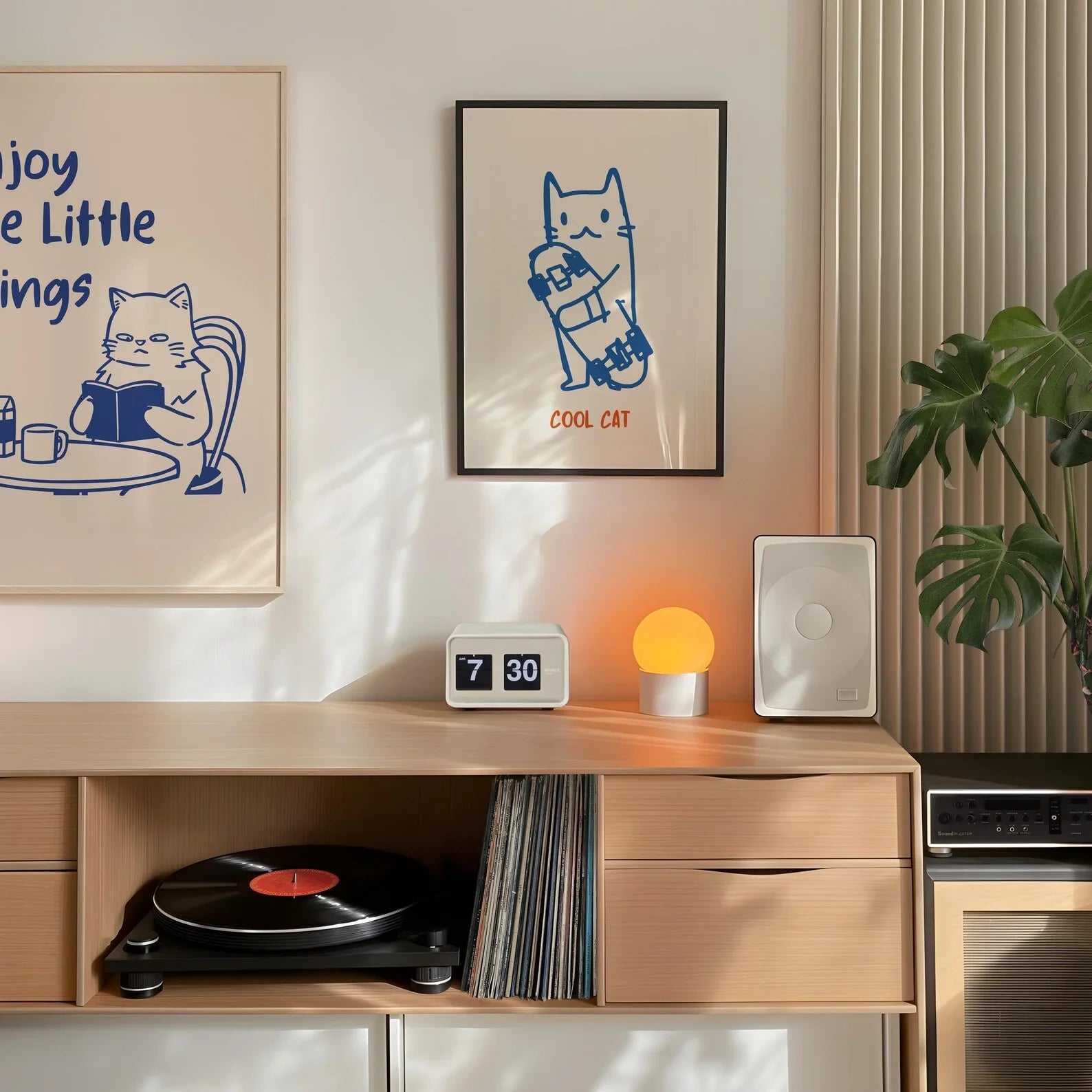 Cat Wall Art, Funny Skateboard Cat Poster, Digital Wall Art, Cat Lover Gifts, Funky Wall Art, Cute Kitten Illustration, Cool Dig