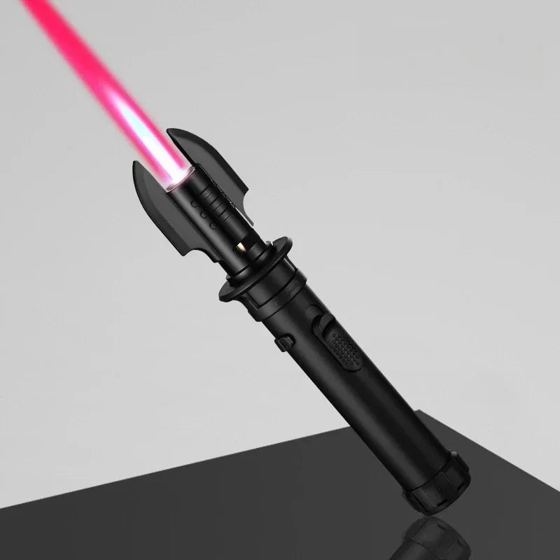 Metal Lightsaber Style Gas Lighter Powerful Red Flame Turbine Jet Torch Outdoor Compass Windproof Lighter BBQ Welding Cigar Tool