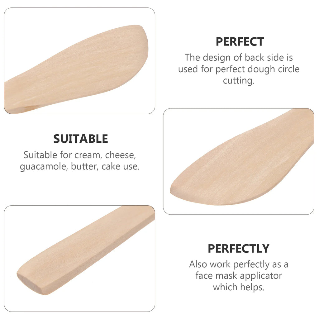 20Pcs Wooden Dumpling Filling Spoons Natural Eco-Friendly Kitchen Tools Dough Cutter Butter Jam Spreader Mask Applicator