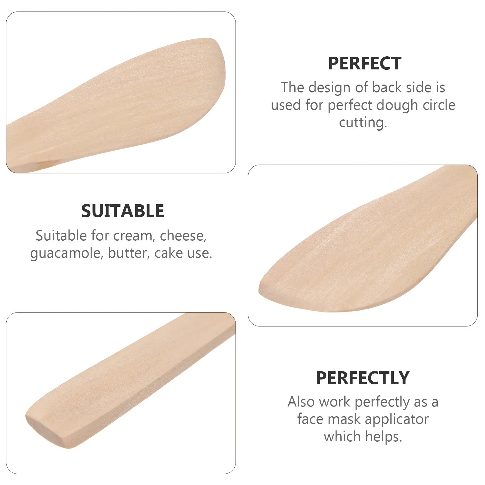 20Pcs Wooden Dumpling Filling Spoons Natural Eco-Friendly Kitchen Tools Dough Cutter Butter Jam Spreader Mask Applicator