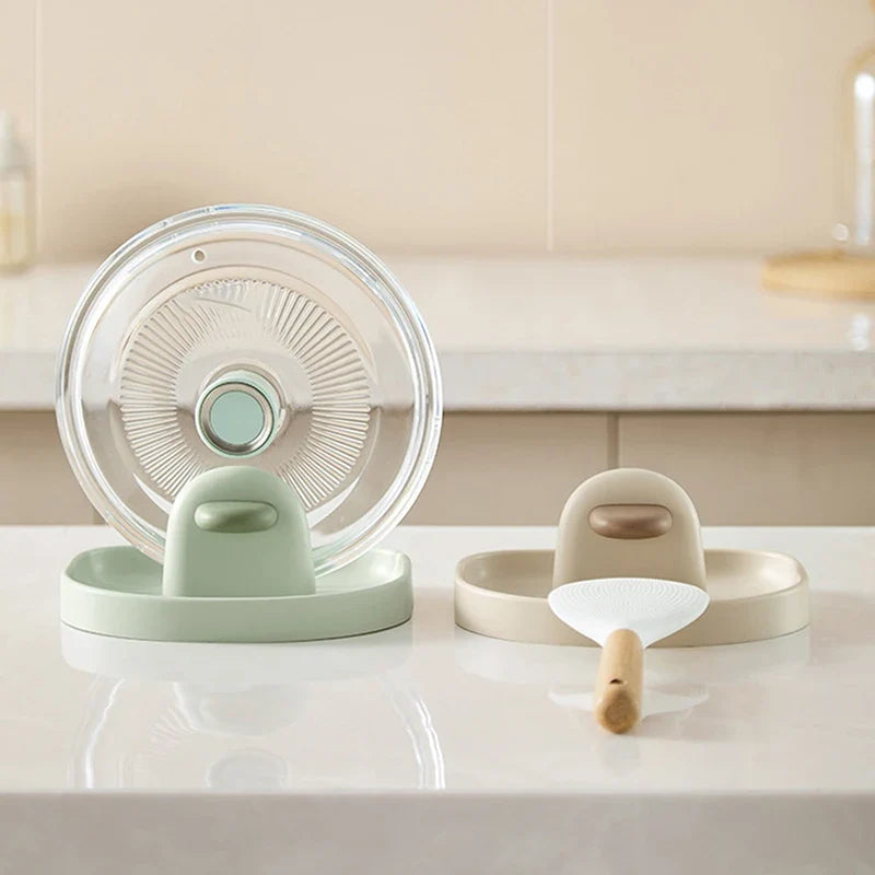 1pc Multifunctional Plastic Kitchen Countertop Storage Rack Household Soup Spoon Pot Cover Storage Rack