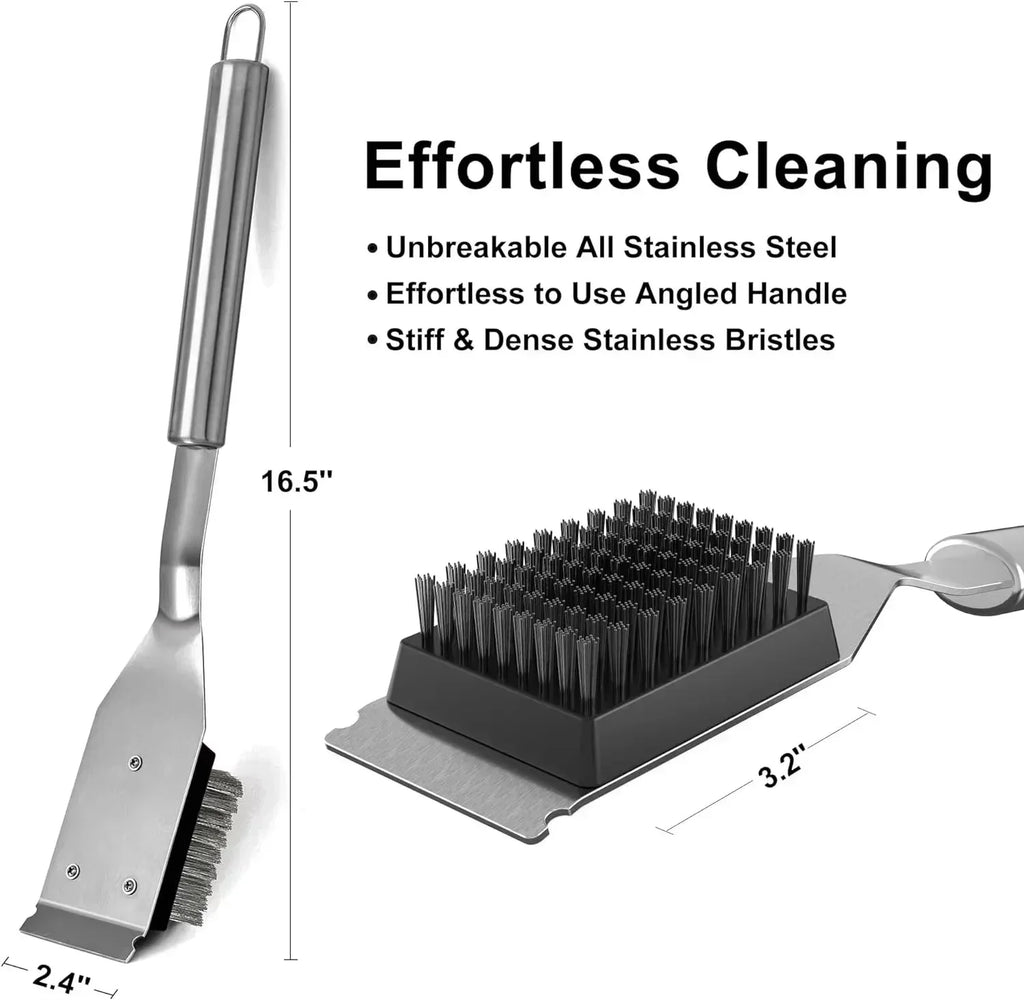 CZHIYAO Stainless Steel BBQ Brush And Scraper Set Safe Grill Cleaning Tool Outdoor Barbecue Accessories Perfect Gift Men Fathers