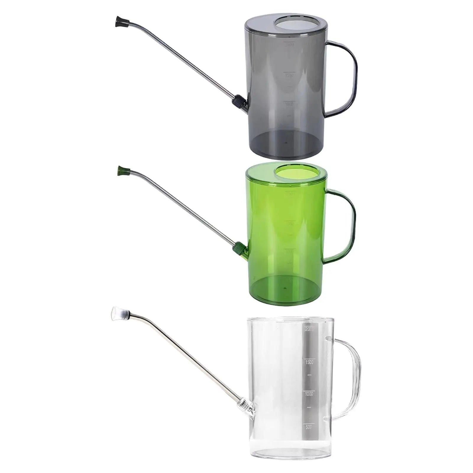 2L Watering Can Long Mouth Garden, Irrigation Spraying Pot Transparent With scale for House Plants Flower Indoor Gardening Tools