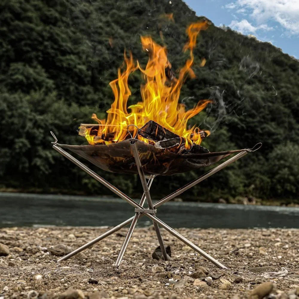 Portable Fire Pit for Camping BBQ Outdoor Steel Mesh  Grill Quick Assembly Durable Lightweight Travel Picnic Camping Net