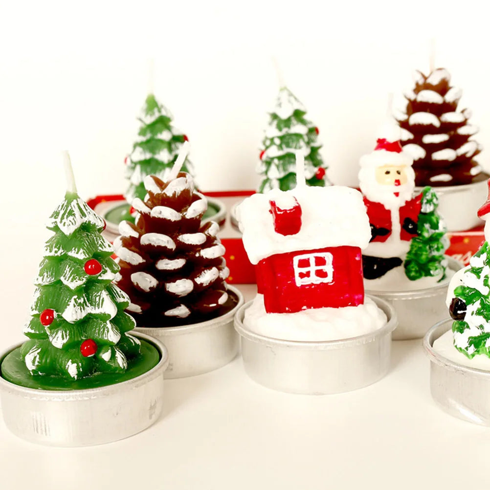 3Pcs Christmas Embellishment Long Lasting Paraffin Candles for Home Coffee Shop Bar Decor Christmas
