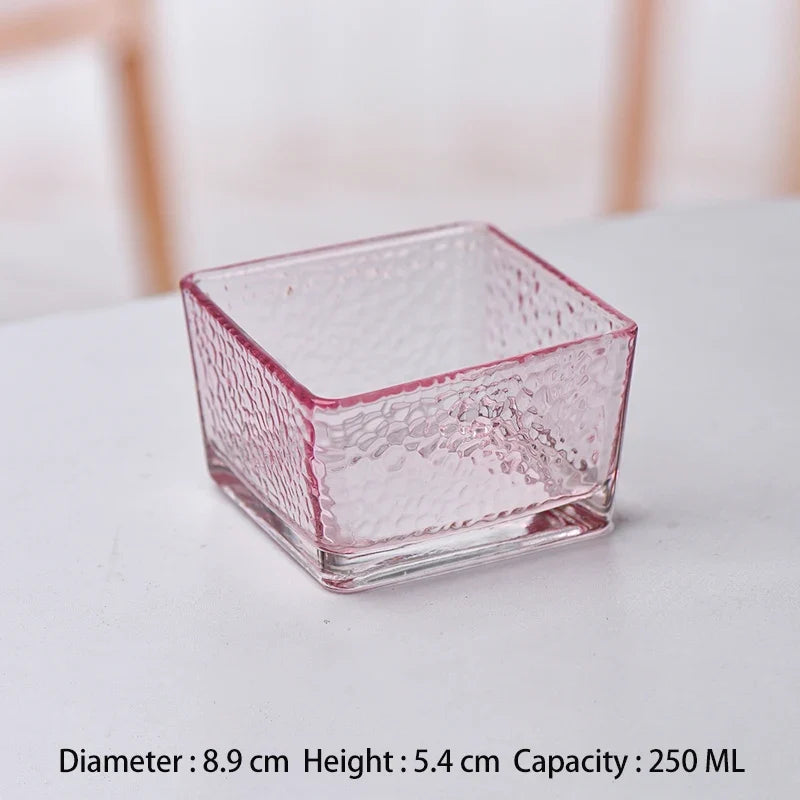 Glass Ice Cream Dessert Bowl Japanese Style Hammer Patterned Household Candy Snack Bowls High Quality Living Room Tableware