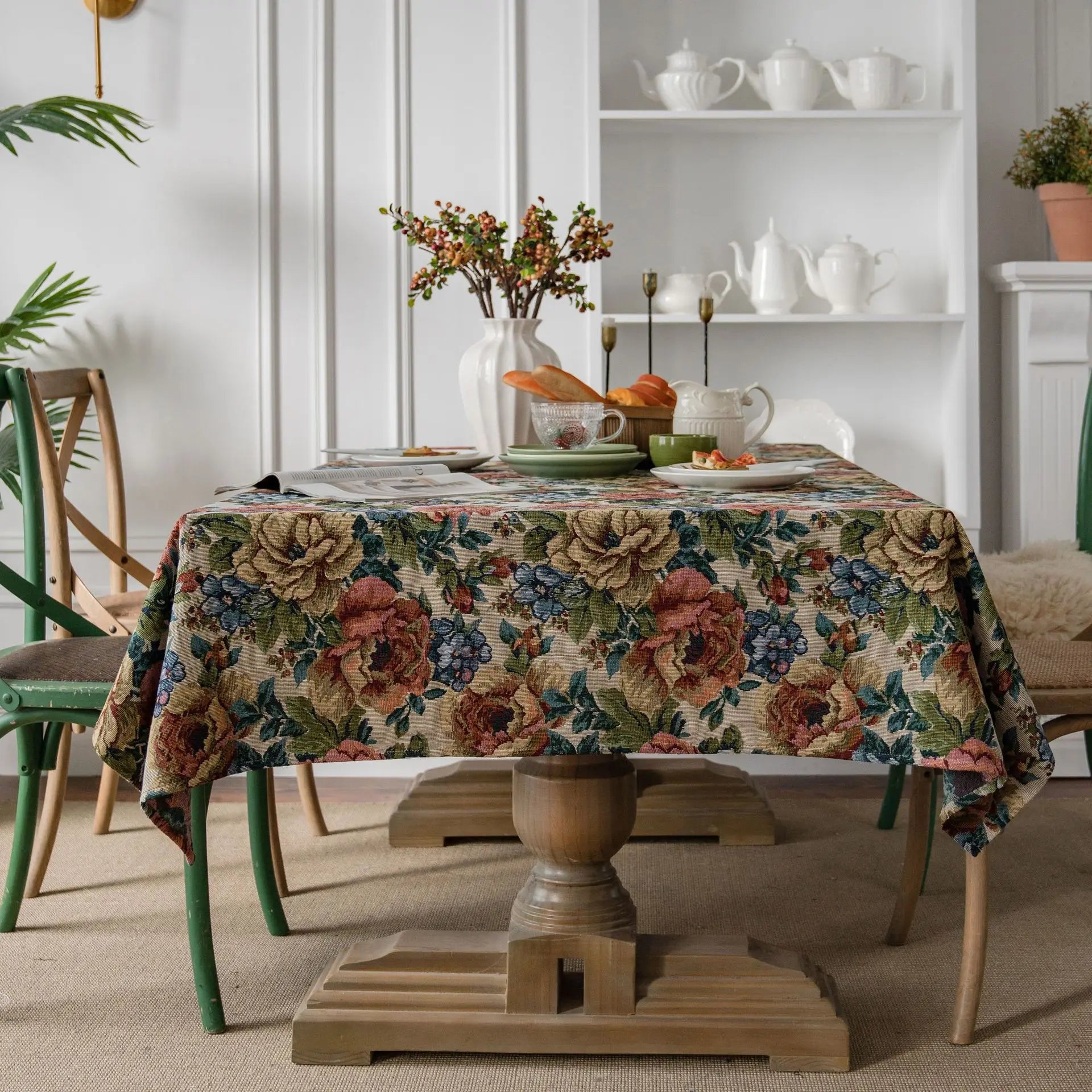 Jacquard Thick Tablecloth Rectangular Dinner Table Cover,for Kitchen Dinning Tabletop,Home Parties Decor
