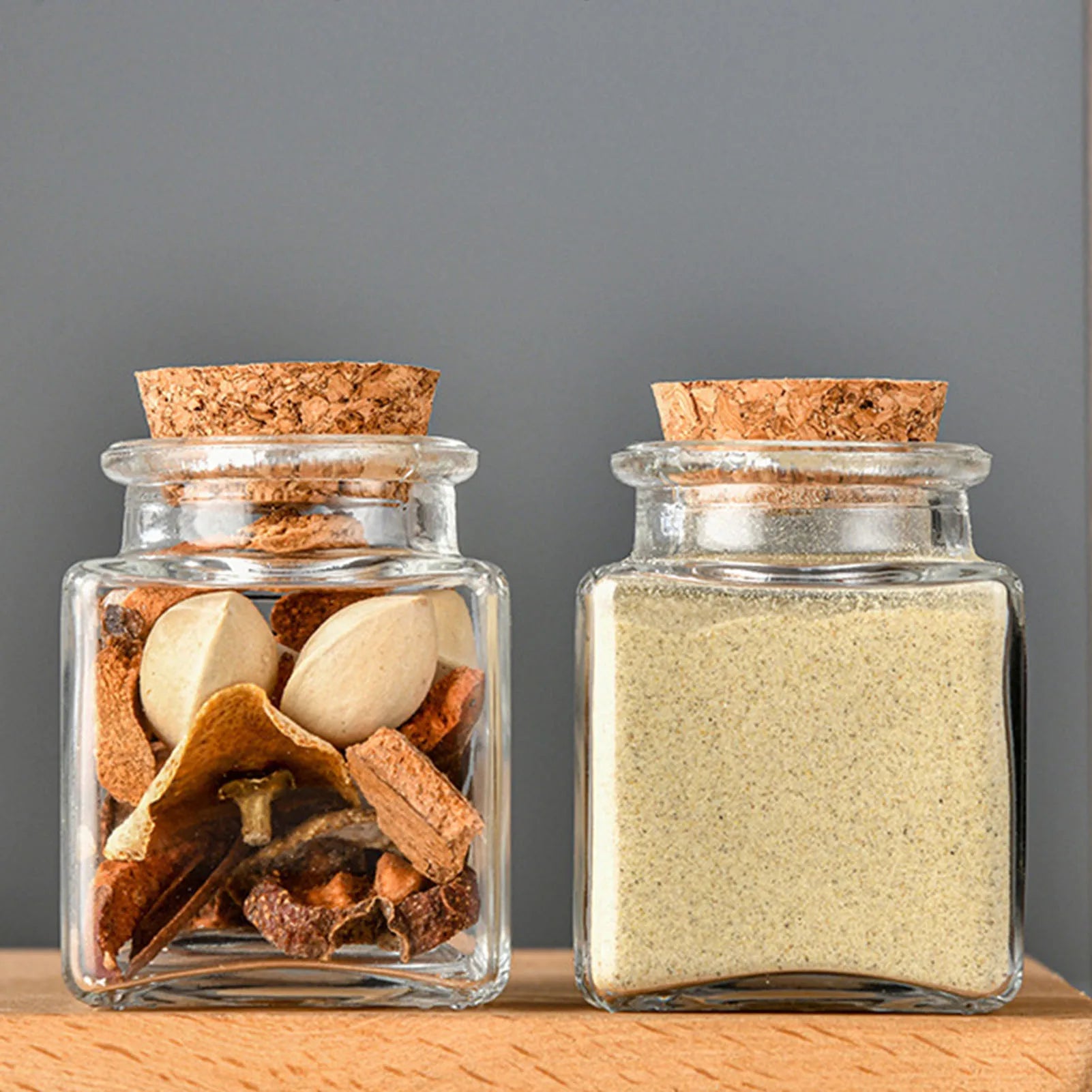 1/5/10Pcs Glass Storage Jars Kitchen Pantry Organizer with Airtight Lid Spices Sugar Coffee Tea Bottle Dry Food Containers