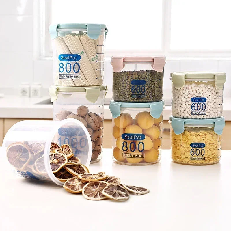 Airtight Food Storage Containers Set Plastic Pantry Organizers With Lids For Kitchen Flour Sugar Cereal Space Saving Canisters