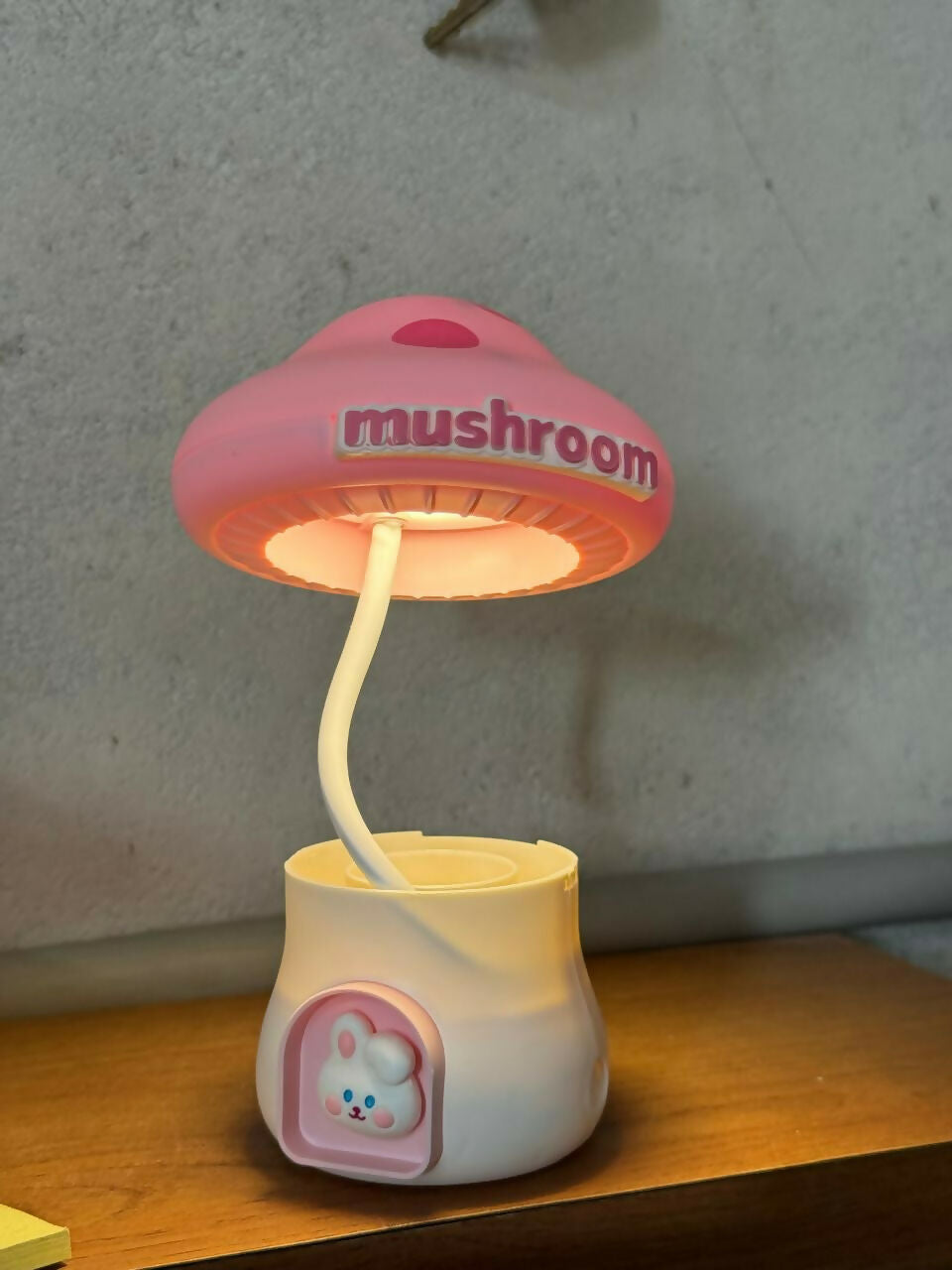 Mushroom LED Desk Lamp with Pencil Sharpener & USB Charging (Color may vary)