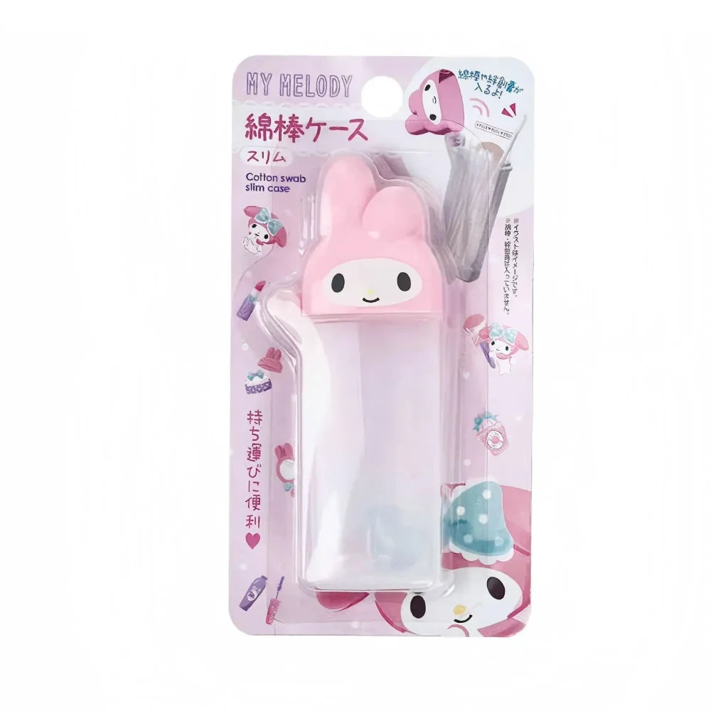 Kawaii Hello Kitty Sanrio Storage Box Anime My Melody Toothpick Cosmetic Swab Storage Box Portable Travel Mini Container Gifts