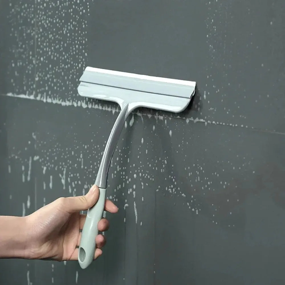 Multifunctional Silicone Wiper Blade Plastic Handle Cleaning Supplies Squeegee Wiper Double-sided Mirror Scraper Bathroom Home