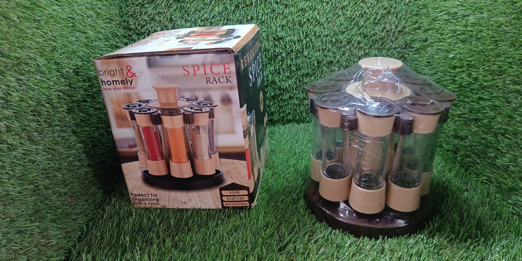 5986  360 Revolving Spice Rack For Kitchen And Dining Table 8 Spice Jars With 120 Ml Condiment Set Herb Seasoning Organizer