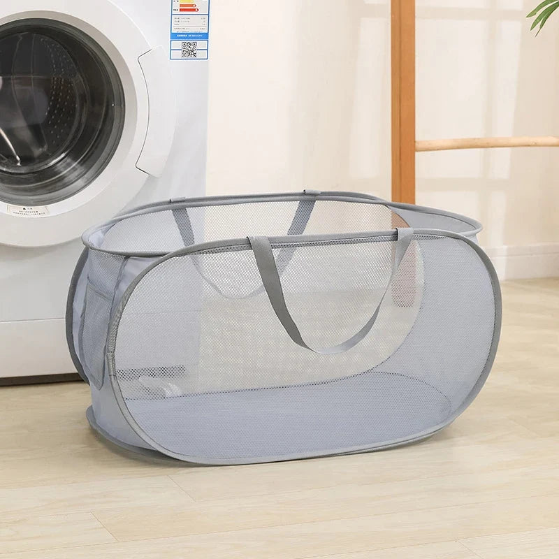 Extra-Large Mesh Laundry Hamper With Handles Foldable Versatile Storage Bag For Dirty Clothes In Multiple Rooms Laundry Baskets