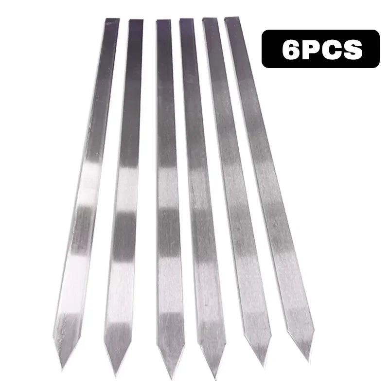 Kabob Skewers Flat Metal BBQ Barbecue Skewer with Wooden Handle Stainless Steel Kabob Skewers for Brazilian Koobideh Persian