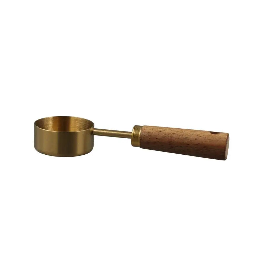 14ml Stainless Steel Measure Spoon with Wood Handle Hangable Measuring Cup Flat Bottom Rustproof Kitchen Measure Tools