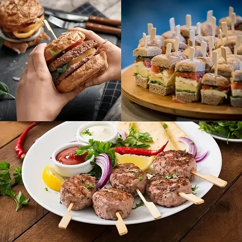 50Pcs Disposable Bamboo Sticks Barbecue Tools Natural BBQ Bamboo Skewers Camping Party For Kabob Fruit Cocktail Party BBQ Tools