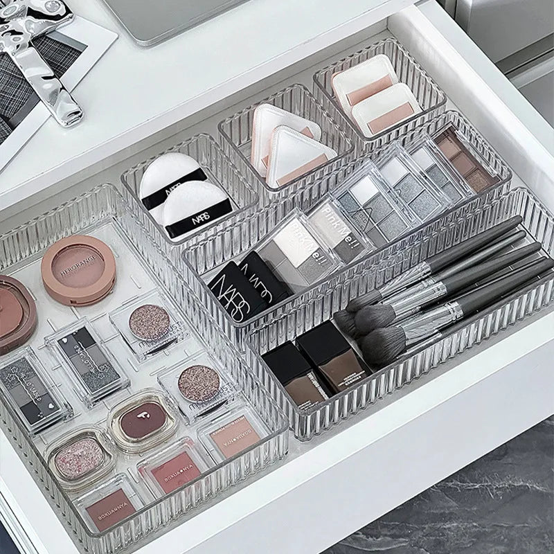 Desk Drawer Organizers Set Plastic Transparent Storage Box Bathroom Storage Makeup Organizer Boxes Clear Storage Box Acrylic Box