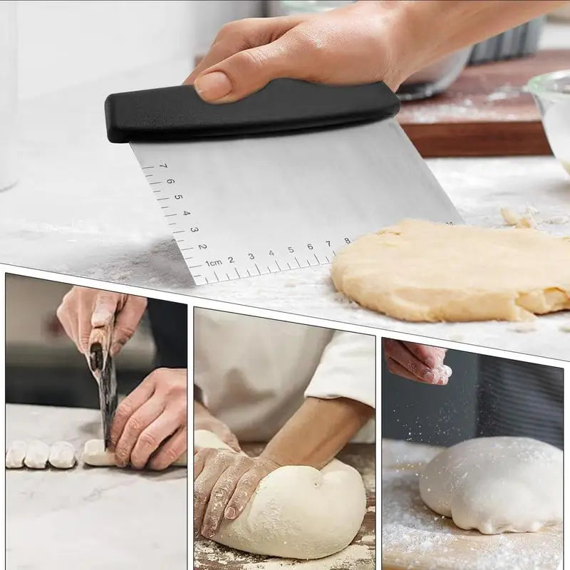 Dough Cutter For Bread Dough Cutter And Scraper Tool Kitchen Dishwasher Safe Stainless Steel Pizza Cutter Pastry Scraper With
