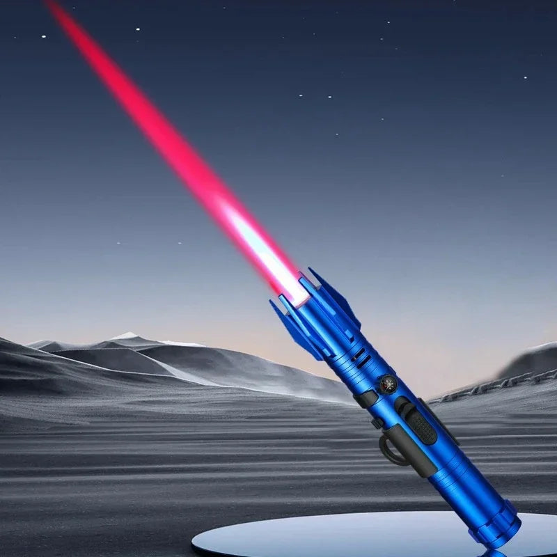 Metal Lightsaber Style Gas Lighter Powerful Red Flame Turbine Jet Torch Outdoor Compass Windproof Lighter BBQ Welding Cigar Tool