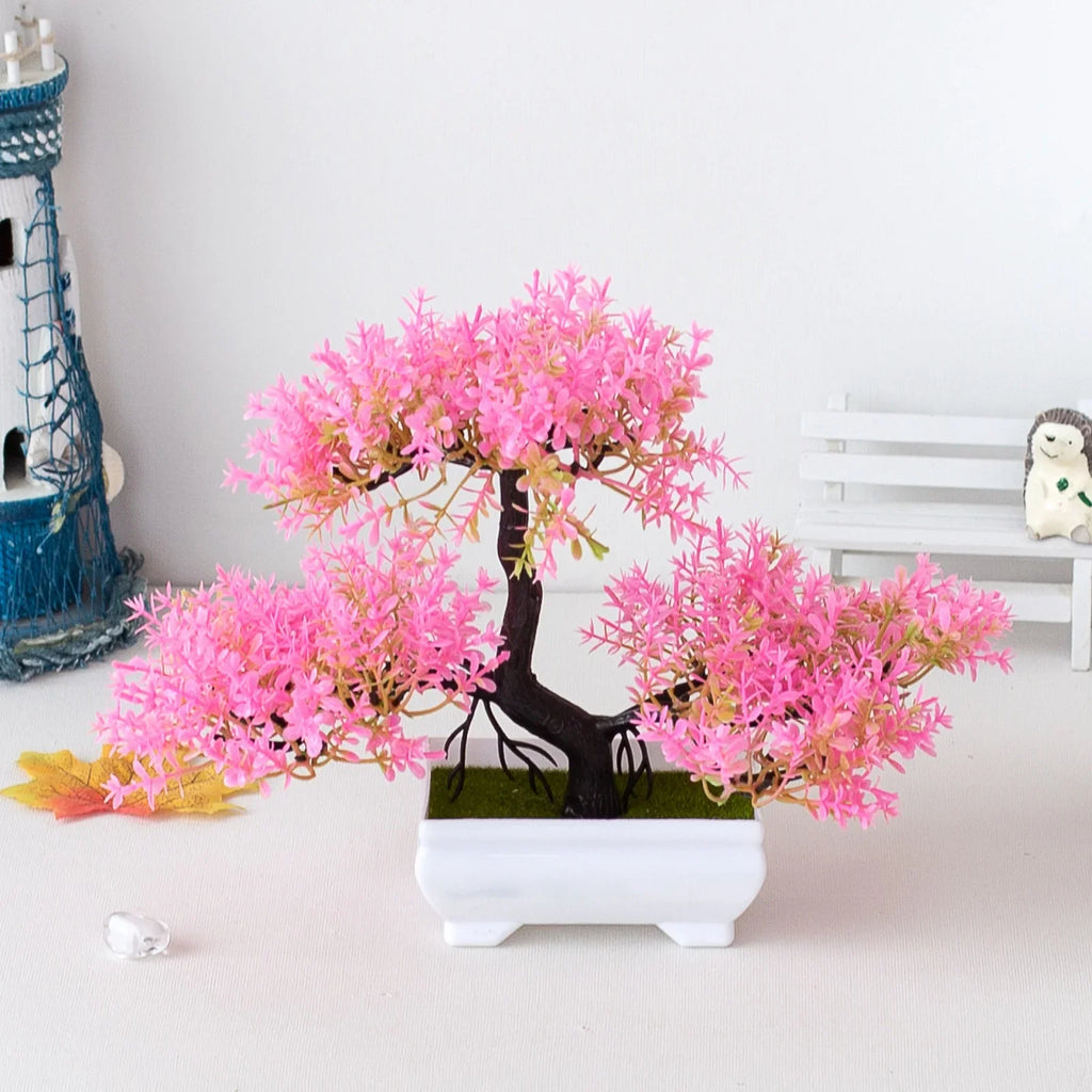 Artificial Plants Bonsai Small Tree Pot Fake Plant Flowers Potted Bonsail For Home Room Table Balcony Garden Arrangement Decor