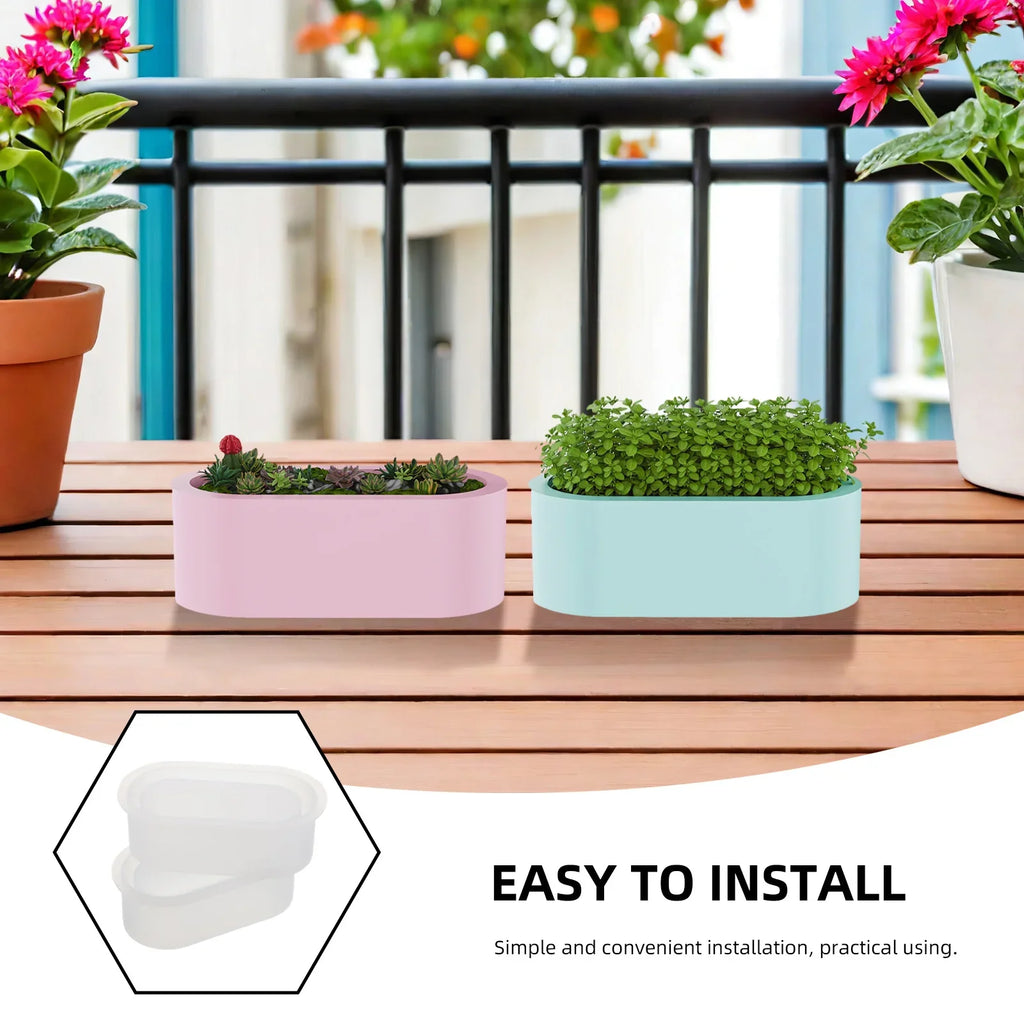2Pcs Silicone Planter Molds Oval Shape Flowerpot Mold Resin Concrete DIY Pot Mold for Succulent Indoor Garden Decor