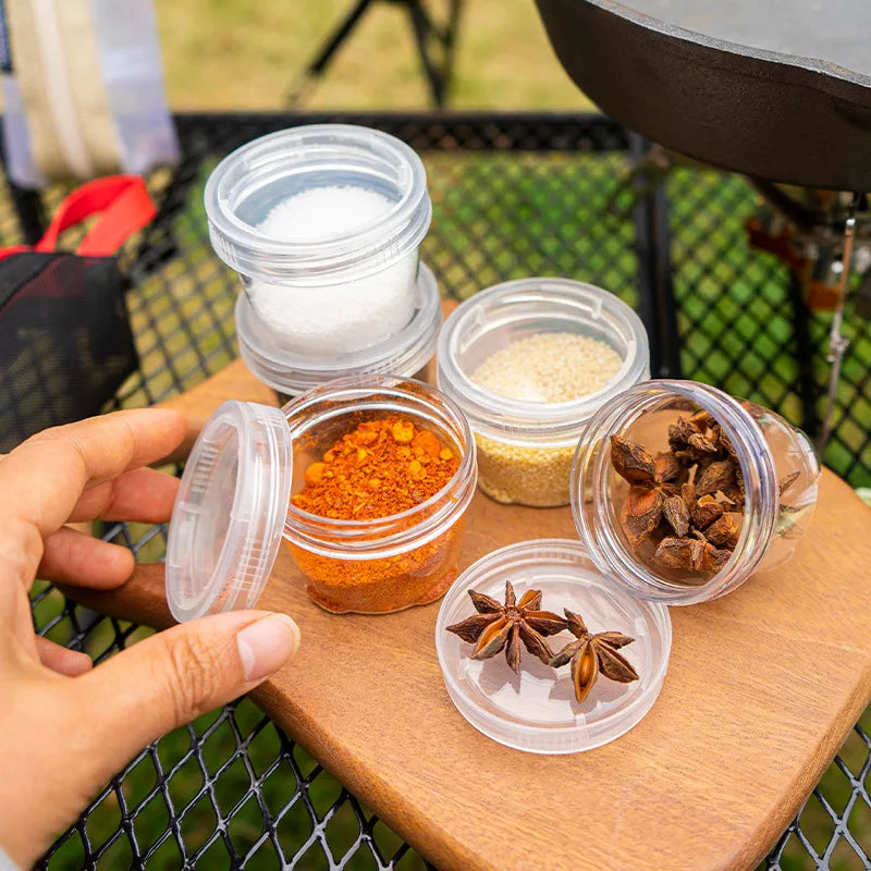 NOBANA Portable Travel Camping Spice Kit Container Bag with 5 Clear Seasoning Bottles Travel Spice Holder Condiment ContainerSet