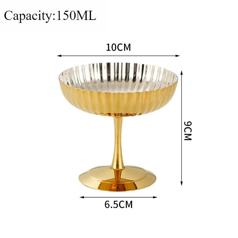 Ice Cream Cup Stainless Steel 304 Serving Dessert Bowl Cups Sauce Bowls Mini Round Footed Yogurt Snack Candy Cup for Salad Fruit