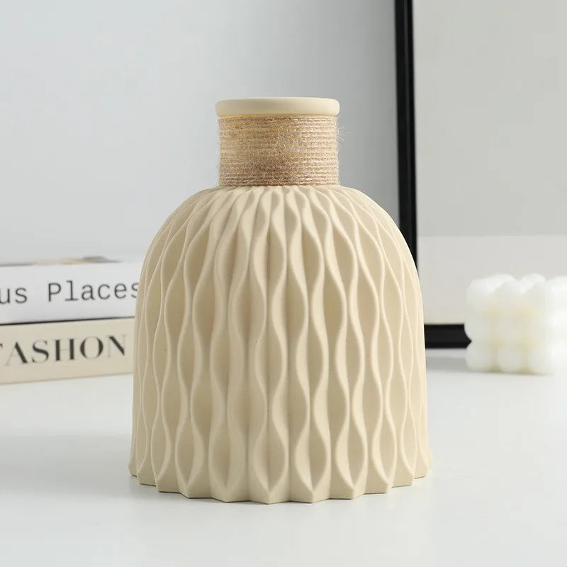 1/2Pcs Water Ripple Vase Rope Plastic Flower Pot Arrangement Modern Nordic Style Home Living Room Desktop Decoration Ornament