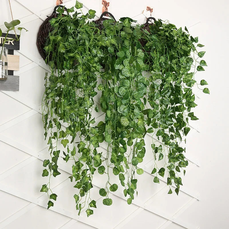 90cm Artificial Green Radish Wall Hanging Plant Rattan Home Living Room Decoration Background Wall Flower Vine Plant