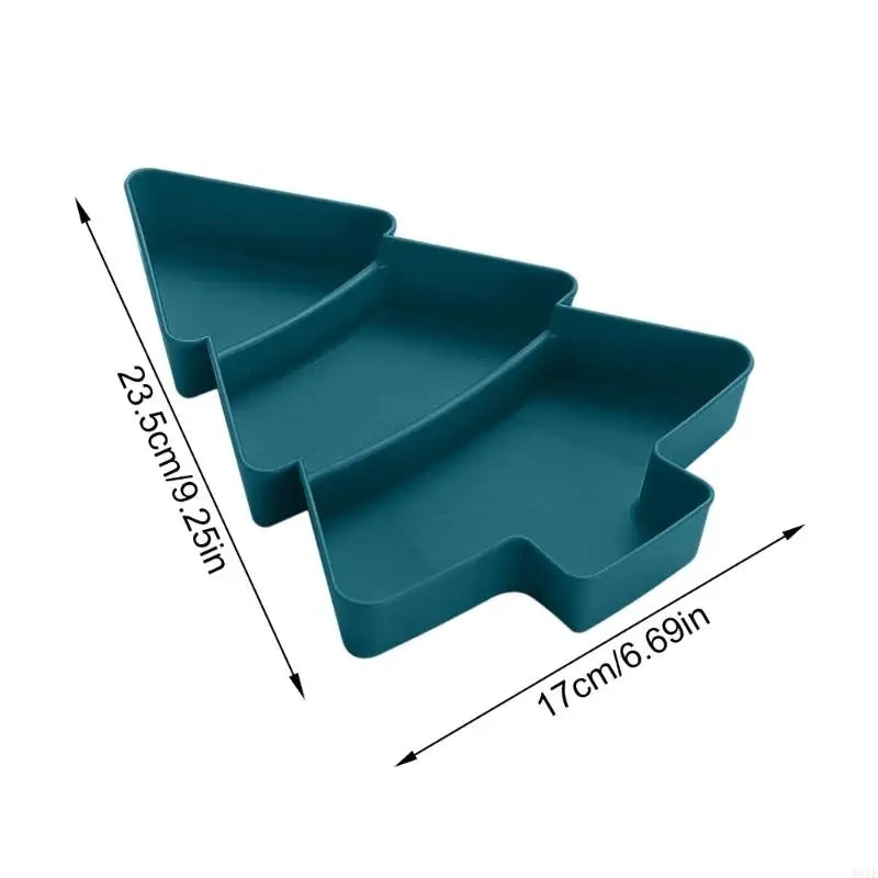 A0KE Multiple Section Holiday Snacks Tray Plastic Christmas Tree Designs for Candy Nut and Party Serving