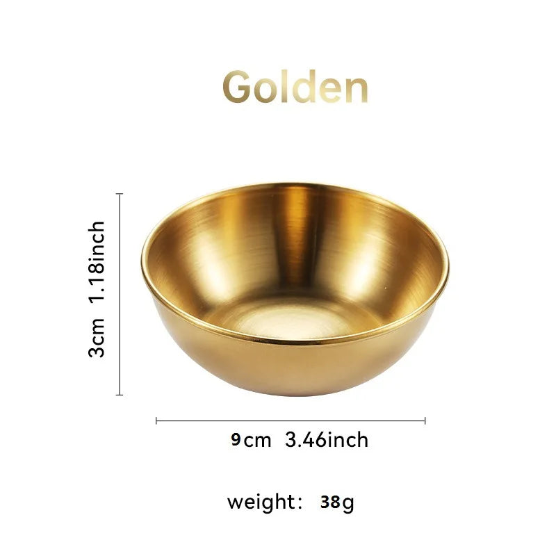D5 1-2Pcs Stainless Steel Sauce Dishes Appetizer Seasoning Serving Dishes Set Tray Spice Plates Kitchen Tea Coffee Cup Tableware