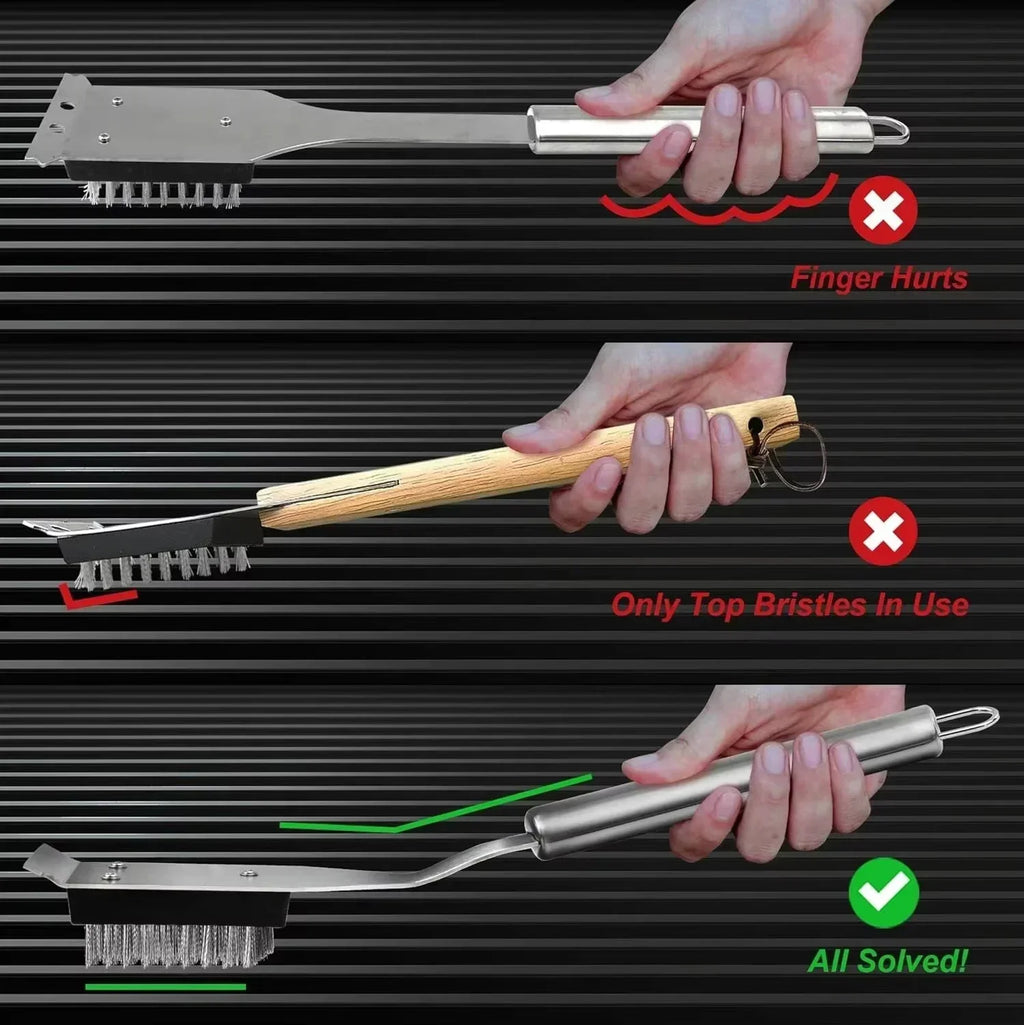 CZHIYAO Stainless Steel BBQ Brush And Scraper Set Safe Grill Cleaning Tool Outdoor Barbecue Accessories Perfect Gift Men Fathers
