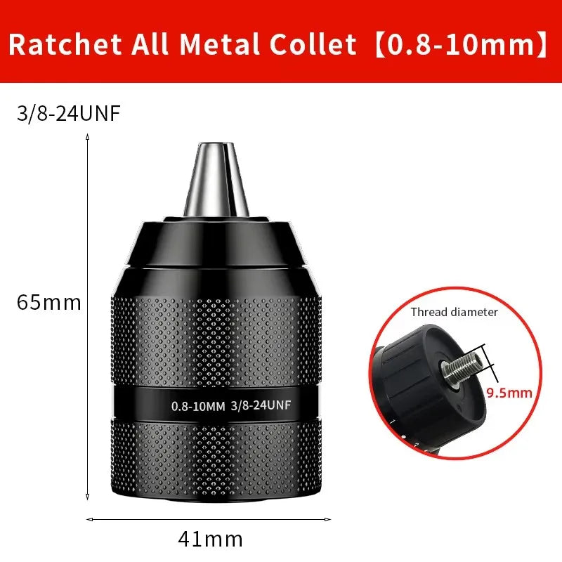 Keyless Drill Chuck Quick Change Conversion Adapter 1/2 3/8 Unf Mount 2~13mm 0.8~10mm Self-Tighten Screwdriver Drill Bits Chucks