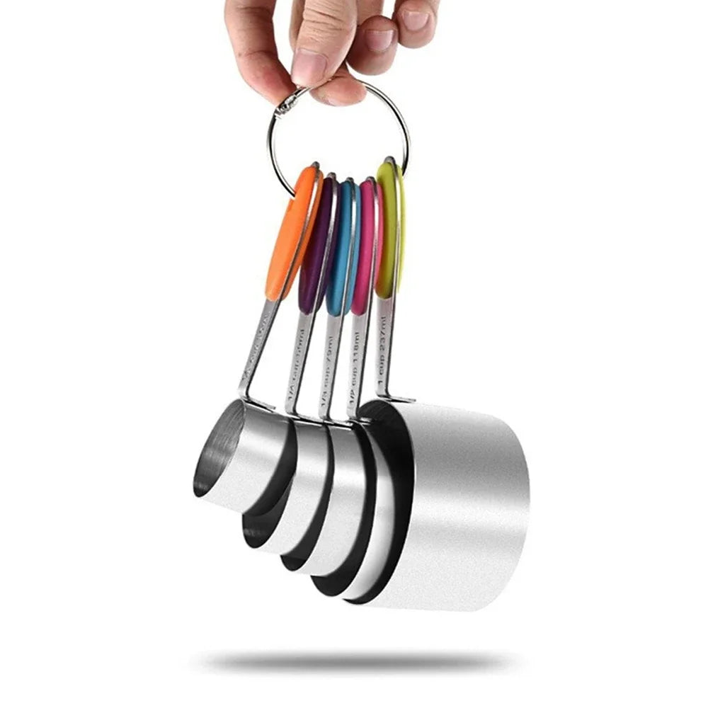 5/10Pcs Stainless Steel Measuring Cups And Spoons Set Kitchen Accessories For Baking Cake Cooking Making Measuring Kitchen Tools