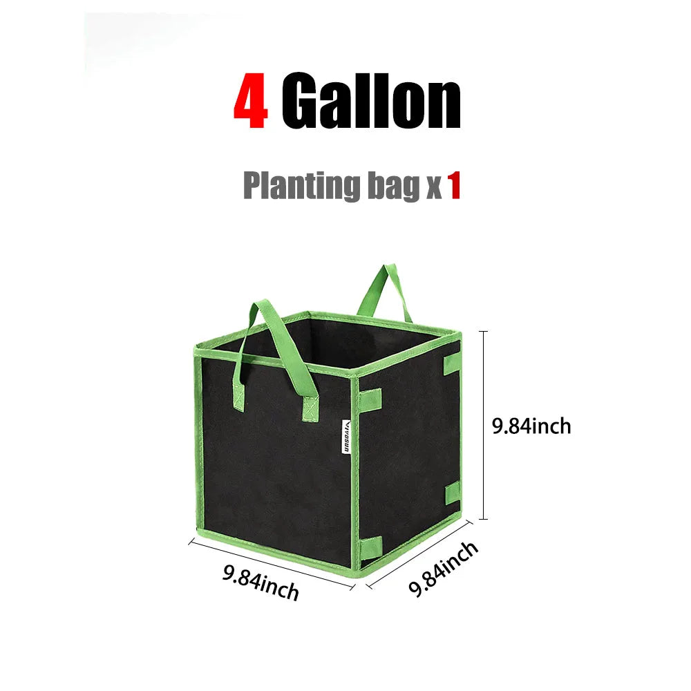 4/5/7/10 Gallon Non-woven Fabric Growing Bags Vegetable Flower Potato Pouch Root Container Garden Square Pots Planters Supplies