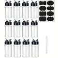 100ml plastic spice jar with shaker lid Label and pens seasoning container 3.5oz spice container with black lid seasoning jar fo