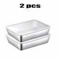 Thickened Square Plate Stainless Steel Rectangular Food Storage Pan With Lid Commercial Dish Tray Freshing Lunch Box Container
